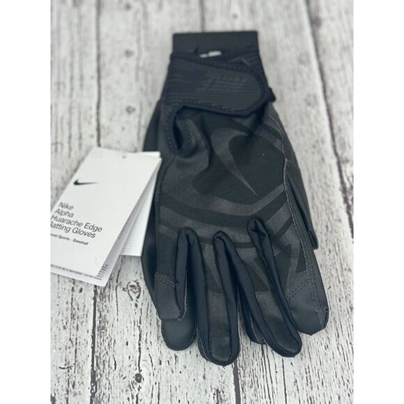 New Nike Alpha Huarache Edge Black Baseball Batting Gloves Unisex Medium - Picture 5 of 9